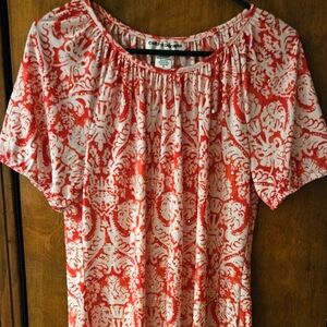 Cathy Daniels Sequin Top/Blouse Short Sleeve Red And White Size S